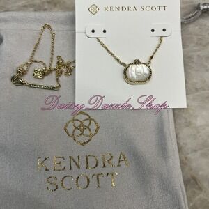 ✨Kendra Scott Pumpkin Gold Short Pendant Necklace Ivory Mother-of-Pearl New